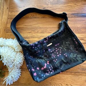 LeSportsac Crossbody Bag in Dark Floral Print USA Rare